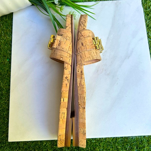 Veronica Beard Eni Chain-Trimmed Cork Slides 6.5 New - Picture 15 of 16